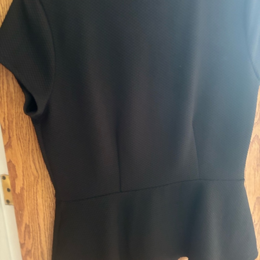 White House Black Market Black Peplum Cap Sleeve Blouse